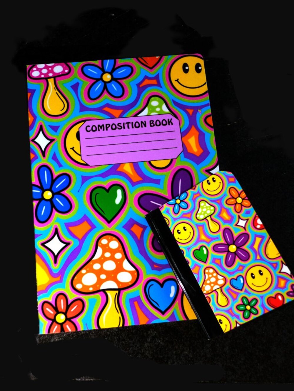 Custom Composition book & Mini Notebook, Handmade, school, retro, flower
